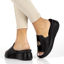 Papuci de piele Filippo DK3596 / 22 Bk negru 6