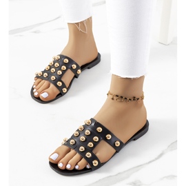 Papuci negri cu crampoane decorative Amparo negru 1