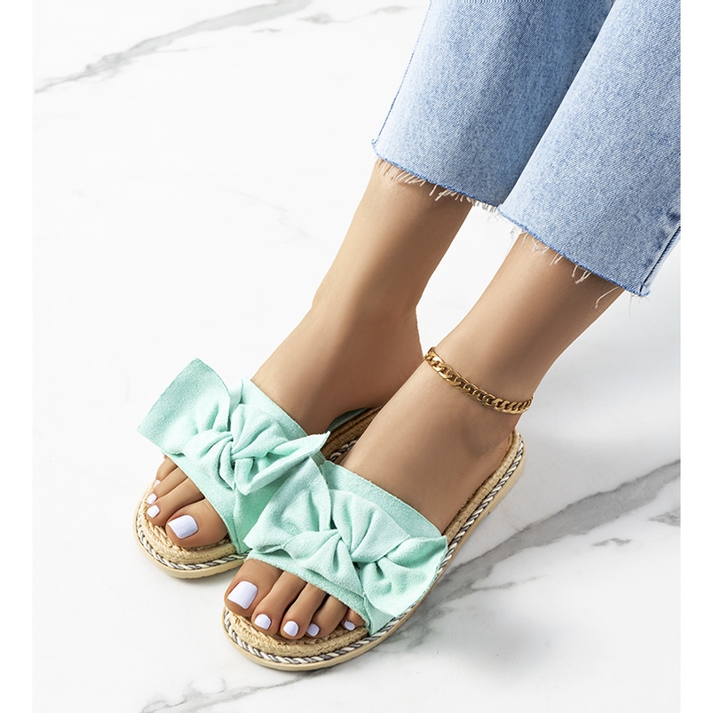 Papuci verzi cu fundita Avi verde 2 Papuci verzi cu fundita Avi verde 2