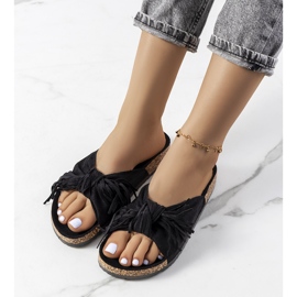 Papuci cu franjuri Black Laderies negru 1