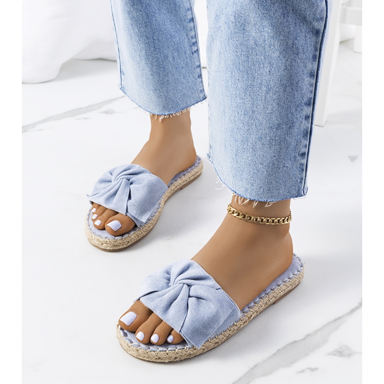 Papuci albastri cu fundita Krina albastru 1 Papuci albastri cu fundita Krina albastru 1