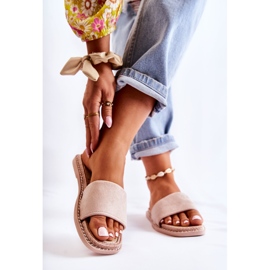 FJ1 Papuci de damă din piele intoarsa bej Sunset 1