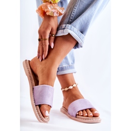 FJ1 Papuci de damă din piele intoarsa Sunset Purple violet 2