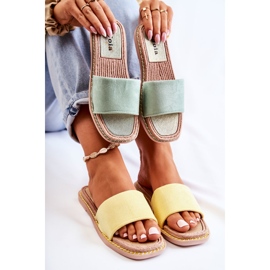 FJ1 Papuci din piele intoarsa pentru dama Sunset Yellow galben 2