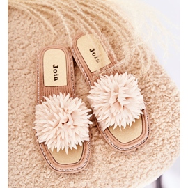 FJ1 Papuci De Damă De Căprioară Cu Decor Bej Giorgia 1