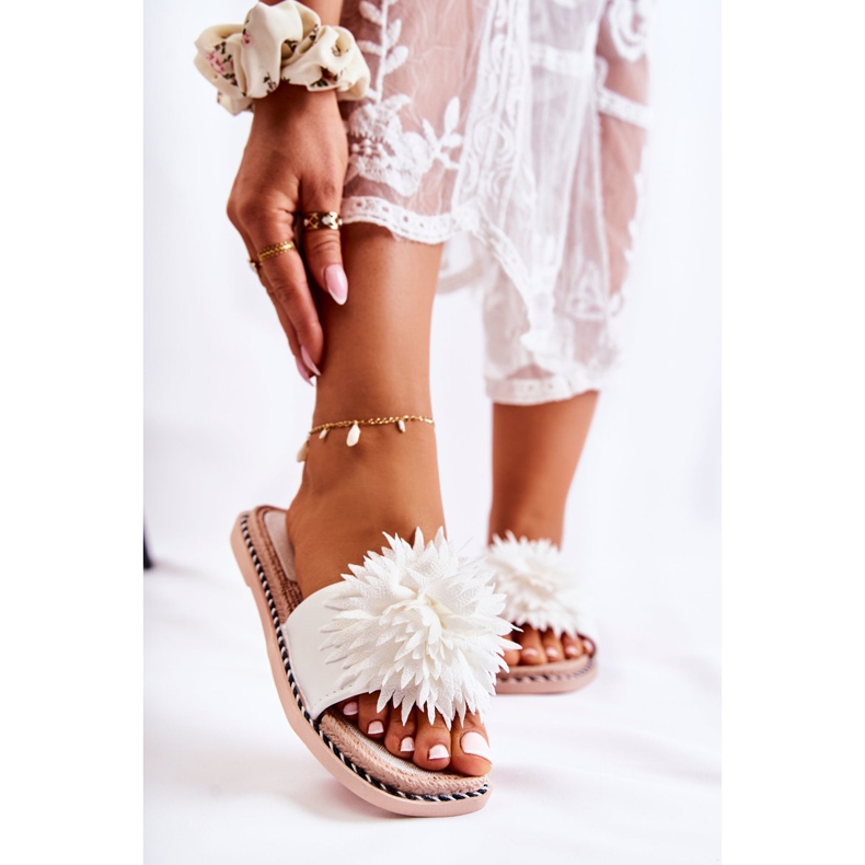 FJ1 Papuci De Damă De Căprioară Cu Decor Alb Giorgia 2