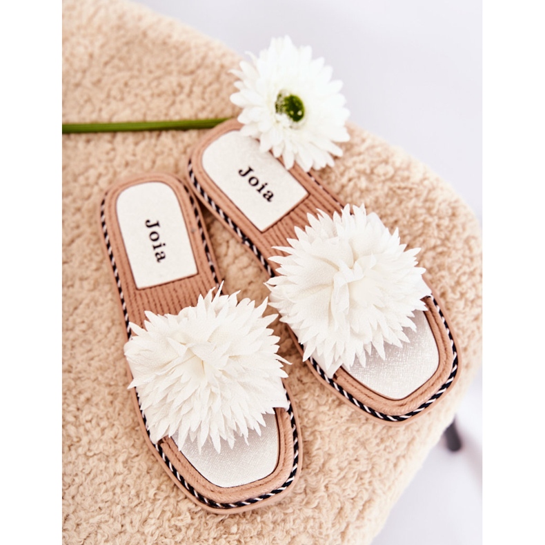 FJ1 Papuci De Damă De Căprioară Cu Decor Alb Giorgia 1