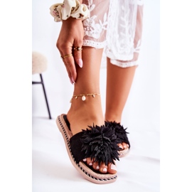 FJ1 Papuci De Damă De Căprioară Cu Decor Negru Giorgia 2