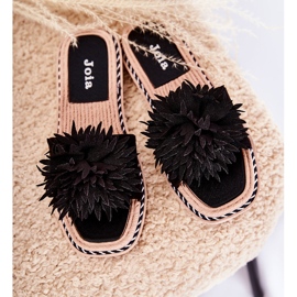 FJ1 Papuci De Damă De Căprioară Cu Decor Negru Giorgia 1