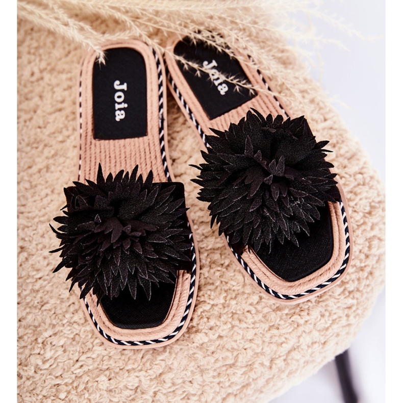 FJ1 Papuci De Damă De Căprioară Cu Decor Negru Giorgia 1