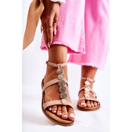 Sandale De Dama Cu Curea Decorativa Bej Seila 1