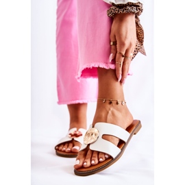 FJ1 Papuci Comozi De Damă Cu Ornament Leila Albă 1