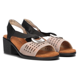 Sandale ajurate Filippo DS2308/22 Bk Go din piele, negru si auriu de aur 3