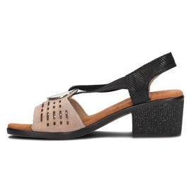 Sandale ajurate Filippo DS2308/22 Bk Go din piele, negru si auriu de aur 4
