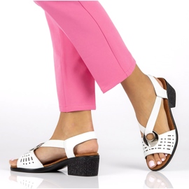 Sandale deschise din piele cu Filippo DS2308/22 Decor alb 5