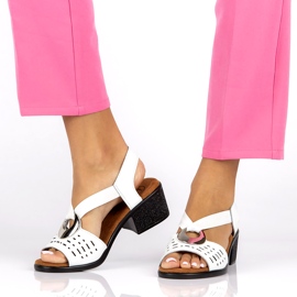 Sandale deschise din piele cu Filippo DS2308/22 Decor alb 6