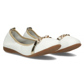 Balerini din piele cu lant Filippo DP3709/22 alb 4