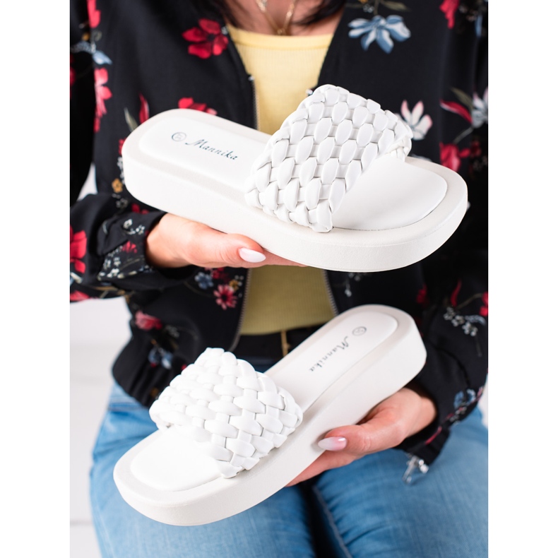 Mannika Papuci pe platformă alb 1