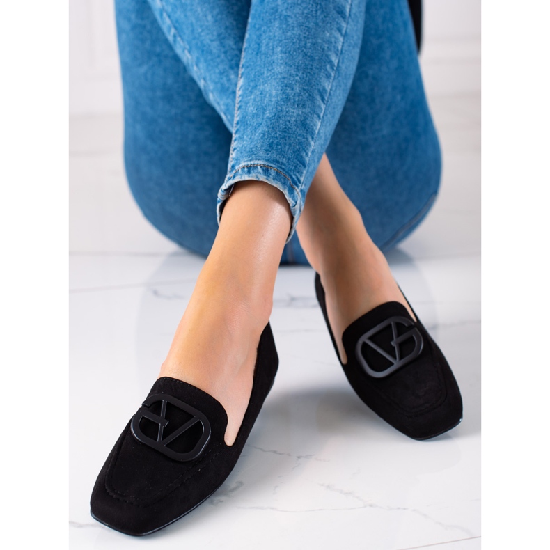 Seastar Mocasini eleganți din piele de căprioară negru 1