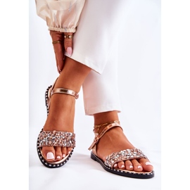 PS1 Sandale De Dama Pe Toc Plat Cu Capse Aur Rose Francesca roz de aur 2 PS1 Sandale De Dama Pe Toc Plat Cu Capse Aur Rose Francesca roz de aur 2