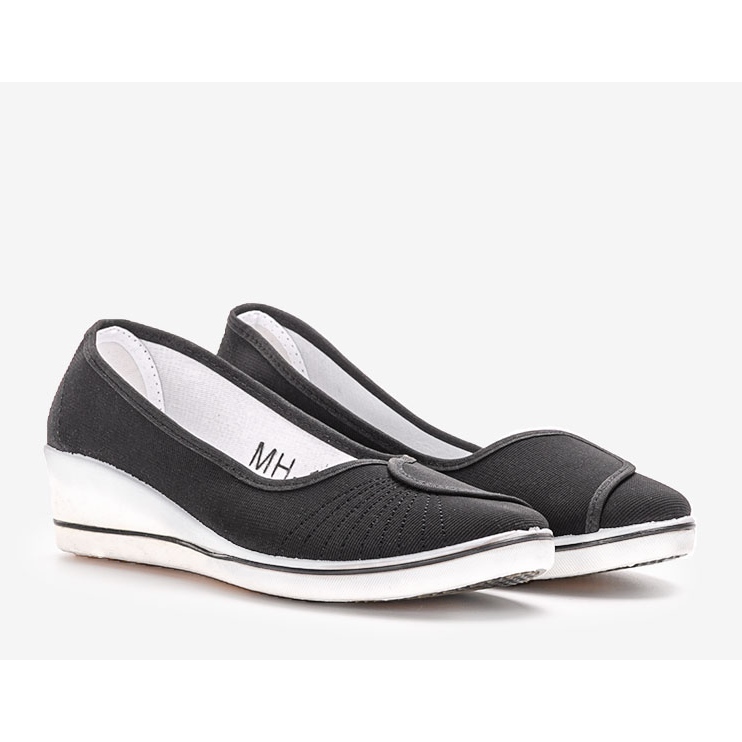 Tenisi negri de la Denison cu toc compensat negru 1 Tenisi negri de la Denison cu toc compensat negru 1