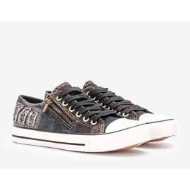 Tenisi negri din denim de la Nikula negru 1