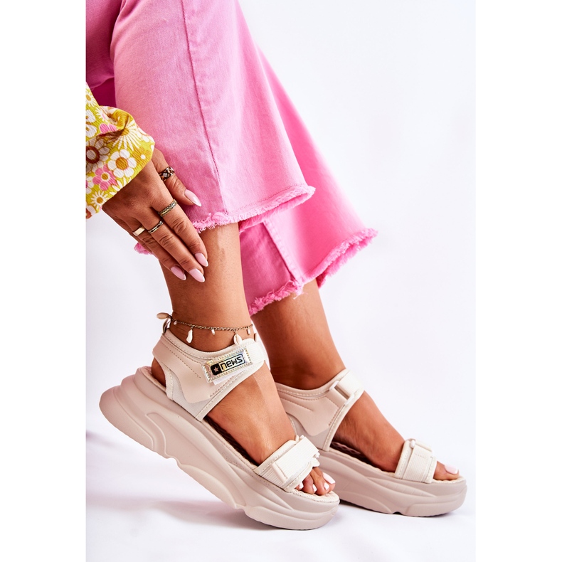 PE1 Sandale De Damă Pe Platforma Terrina Bej 2