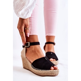 Sandale confortabile de damă, pe pană Dellia, neagră negru 2