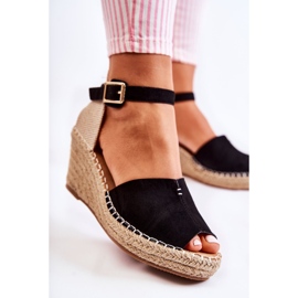 Sandale confortabile de damă, pe pană Dellia, neagră negru 1