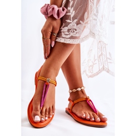 FL1 Sandale De Damă Flip Flops Cu O Shell Orange Candell portocale 2