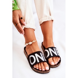 PE1 Papuci Clasici Slip-On Cu Inscripție Bahari Negru și Argintiu 4