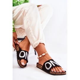 PE1 Papuci Clasici Slip-On Cu Inscripție Bahari Negru și Argintiu 3