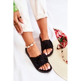 PE1 Papuci clasici din piele intoarsa, cu o fundita Hayle negru 1