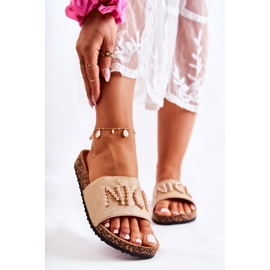 PE1 Papuci clasici din piele intoarsa cu margele Bej Vayana 1