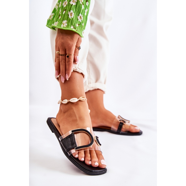 FS1 Papuci negri de damă la modă Marsala negru 2