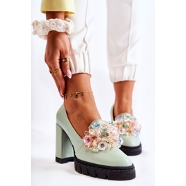 PA2 Pompe Elegante Cu Ornament Caterin Verde Neted 1