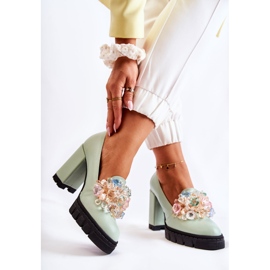 PA2 Pompe Elegante Cu Ornament Caterin Verde Neted 2