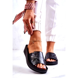 Vinceza Papuci de damă la modă, cu decor Holle negru 1