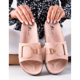 MIKA Papuci din piele roz 1