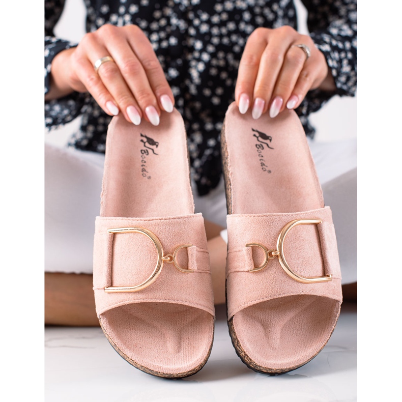 MIKA Papuci din piele roz 1