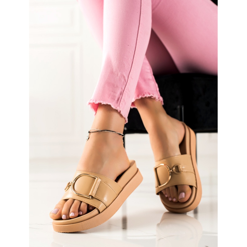 MIKA Flip-flops bej elegant maro 1