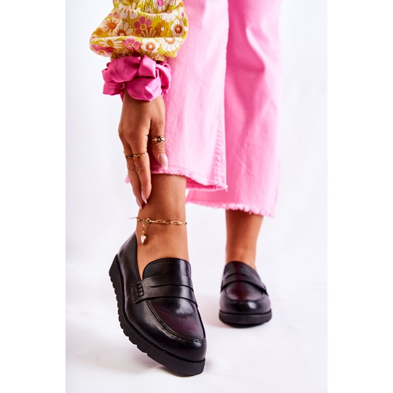 Mocasini cu pană din piele La.Fi Alannah negru 1