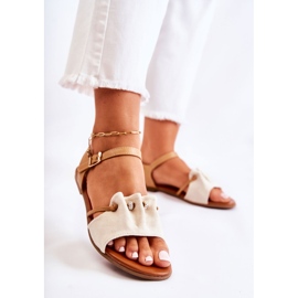 PE1 Sandale Elegante Din piele intoarsa Cu Paiete Bej Vitoria maro 1