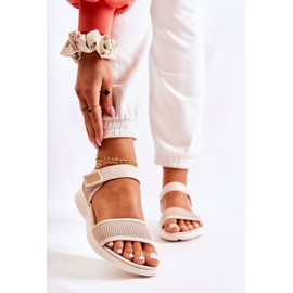 PE1 Sandale Confortabile Damă Cu Velcro Bej Sidney 1