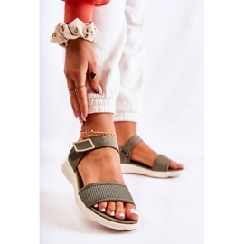 PE1 Sandale Confortabile Damă Cu Velcro Verde Sidney 1