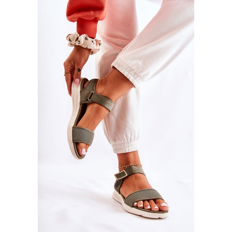 PE1 Sandale Confortabile Damă Cu Velcro Verde Sidney 2