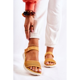 PE1 Sandale Confortabile Damă Cu Velcro Galben Sidney 1
