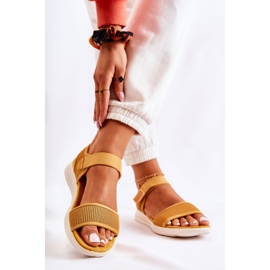 PE1 Sandale Confortabile Damă Cu Velcro Galben Sidney 2