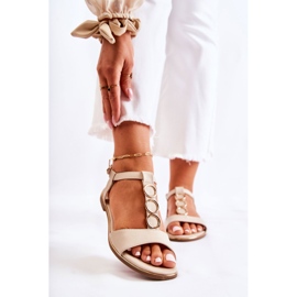 PE1 Sandale Clasice Dama Cu Curea Decorativa Bej Terina 1
