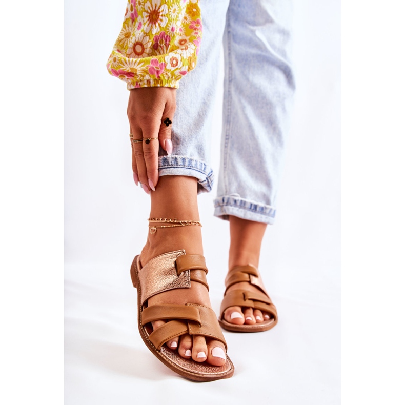 Papuci de damă confortabili din piele Maciejka 05549-29 Maro de aur 1 Papuci de damă confortabili din piele Maciejka 05549-29 Maro de aur 1